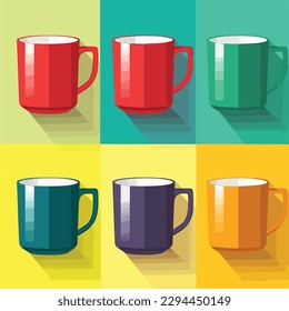 Coffee mugs set vector isolated