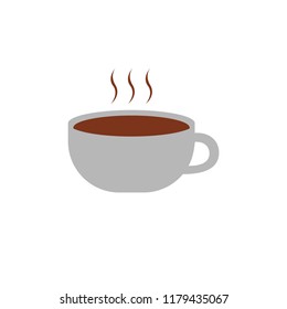 Coffee mugs with steam in flat design style. Vector illustration