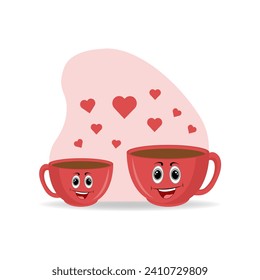 coffee mugs, valentine's day. vector