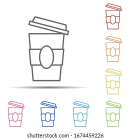 Kaffee mehrfarbiges Symbol. Element des Arbeitsplatzes Symbol auf weißem Hintergrund