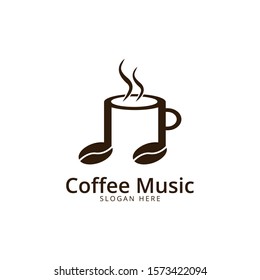 coffee music cafe bar restaurant logo illustration vector icon