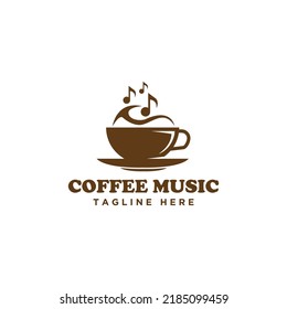 coffee music cafe bar restaurant logo illustration vector icon