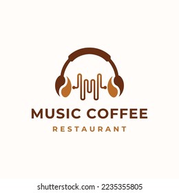Coffee Music Cafe Bar Restaurant Logo Icon Template Vector Illustration Design