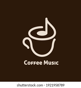 Coffee music. Cup and note icon design.