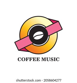 coffee music logo circle element design vector