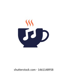 Coffee and Music Logo. Cup of Coffee with Music Note on it.