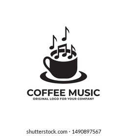 Coffee and music logo design can be used as symbols, brand identity, company logo, icons, or others. Color and text can be changed.