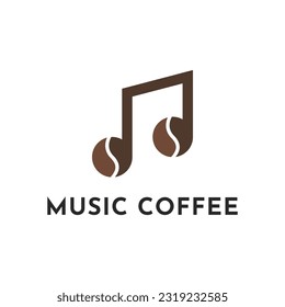 coffee music logo design idea with coffee beans and musical notes