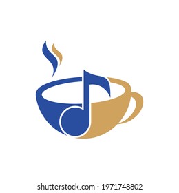 Coffee and music logo Design Template. Coffee note logo icon.
