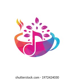 Coffee and music logo Design Template. Coffee note logo icon.