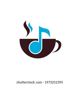 Coffee and music logo Design Template. Coffee note logo icon.