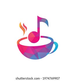 Coffee and music logo Design Template. Coffee note logo icon.