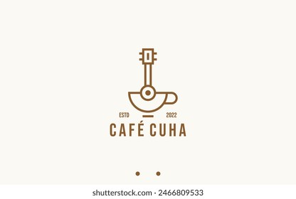 ilustración de silueta de Vector de diseño de logotipo de música de café