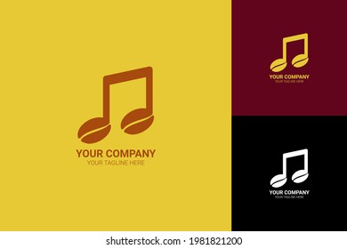 Coffee Music Logo Icon, suitable for company logos, cafes, or coffee shops. A simple flat logo design.