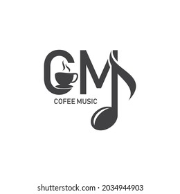 Coffee and music logo vector flat design