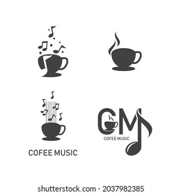 Coffee and music logo vector flat design