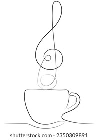 Coffee And Music in One lIne Art Drawing