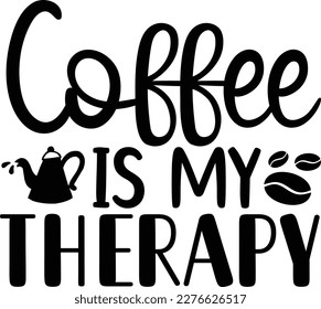 El café es mi terapia La tipografía de la cafetera Diseños para ropa y accesorios