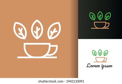 Coffee natural leaf cafe restaurant logo company, logo vector template design. Ready to use, easy for edit.
