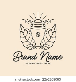 Coffee Nature drink and leaf Monoline Logo Vector
