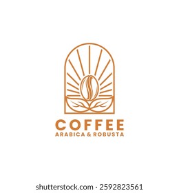 Coffee nature with sun bright Vintage logo design vector template