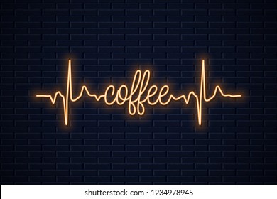 coffee neon concept design on wall background