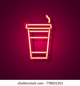 Coffee neon sign. Neon sign, bright signboard, light banner. Vector icon
