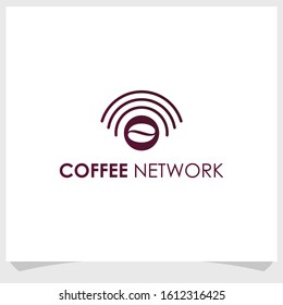 coffee and network icon logo design vector, coffee brand logo design template