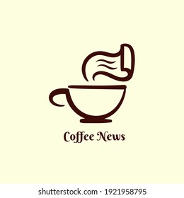 Coffee news. Cup and steam smoke as a newspaper creative concept.