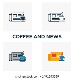 Coffee And News icon. Thin line symbol design from coffe shop icon collection. UI and UX. Creative simple coffee and news icon for web and mobile.