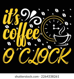  Ilustración del vector de diseño de camisetas de café O'clock