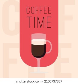 Coffee on the beige-red banner
