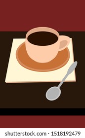 Coffee on the brown table