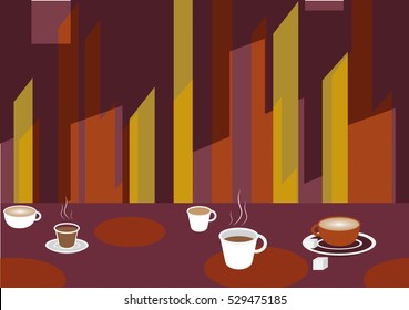 Coffee on cafe table Background - Vector Illustration