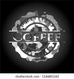 Coffee on grey camouflage pattern