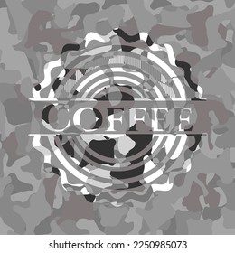 Coffee on grey camouflage pattern 