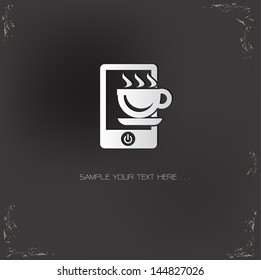 Coffee on mobile phone,vector