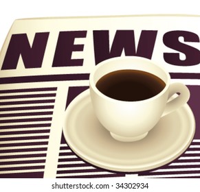 Coffee on a newspaper vector illustration