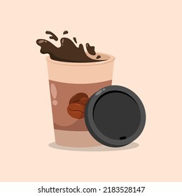 Café sobre la iluminación vectorial de la taza de papel