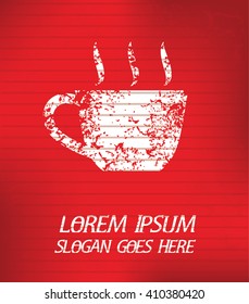 Coffee on red background,poster grunge design