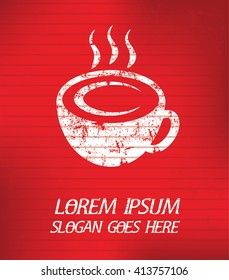 Coffee on red background,poster grunge design