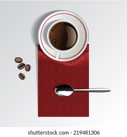 coffee on red thai silk,coffee vector