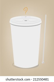 Coffee on a Styrofoam material cup with blank space for company logo or advertising texts. Vector clip art Eps10