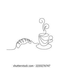 Coffee one line, Coffee continuous line, vector drawing
