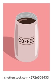 Café em um copo aberto. Simples ilustração plana.