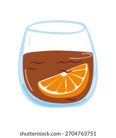 Cocktail de laranja de café isolado em fundo branco. Ilustração vetorial.