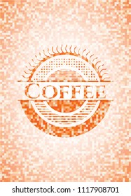 Coffee orange mosaic emblem