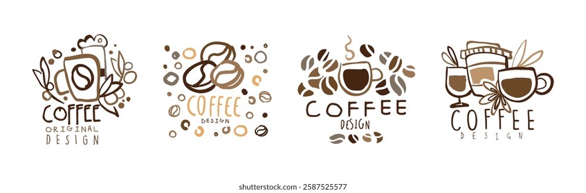 Coffee Original Label and Logo Design Vector Set