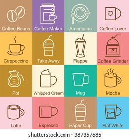 coffee outline design, vector infographic elements