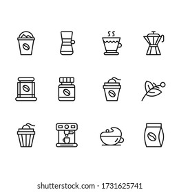 Icono de esquema de café. El icono de bebida establece variaciones. Listo para usar en sitios web, aplicaciones móviles, presentaciones y cualquier otro proyecto